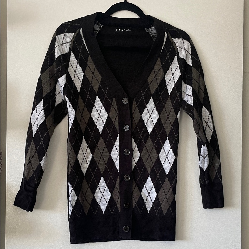 Aster|Argyle Button Front Preppy Cardigan|XS|EUC